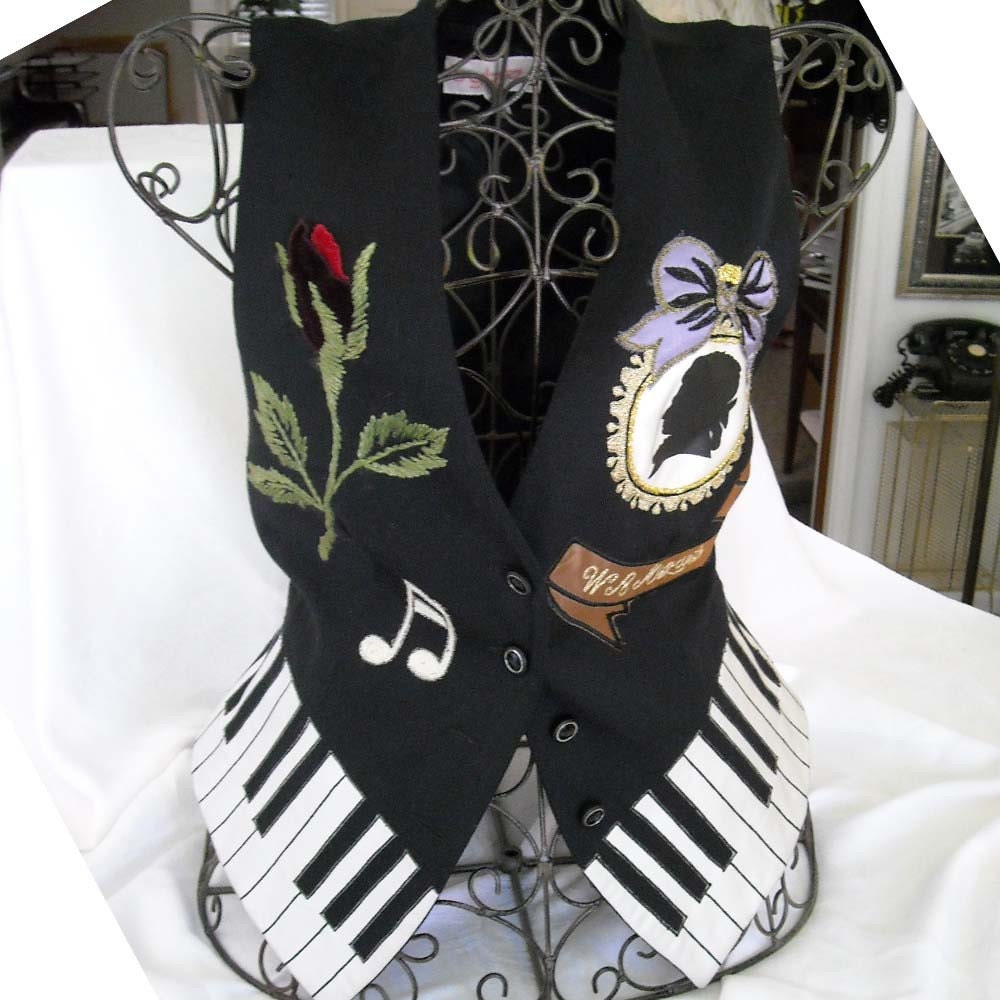 VINTAGE RARE OOAK MOZART HAND DECORATED VEST