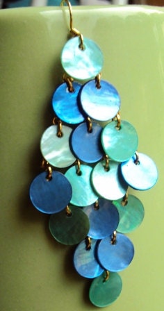 CARRIBEAN diamond drop shell earrings