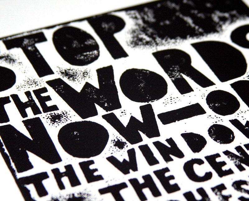 Rumi Typography Poster Fine Art Print  Poetry Stop the words now Rumi Quote