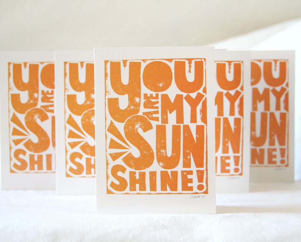 MOTHERS DAY  Sale You Are My Sunshine Baby Inspirational Raw Art Letterpress Typography