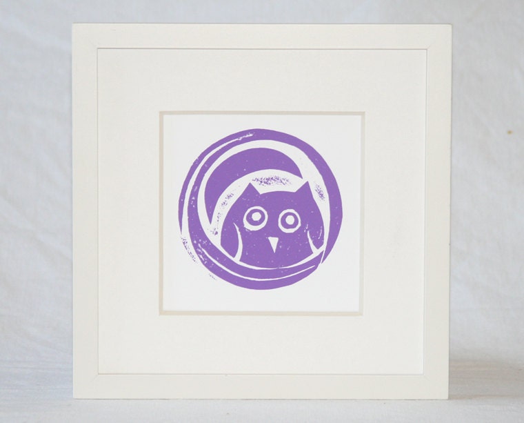 WOODLAND OWL Cute Baby Bird Nursery Art Print