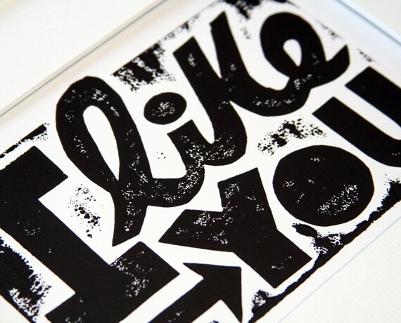 I Like You Typography Print Card Set Cubicle Decor, Friendship Art