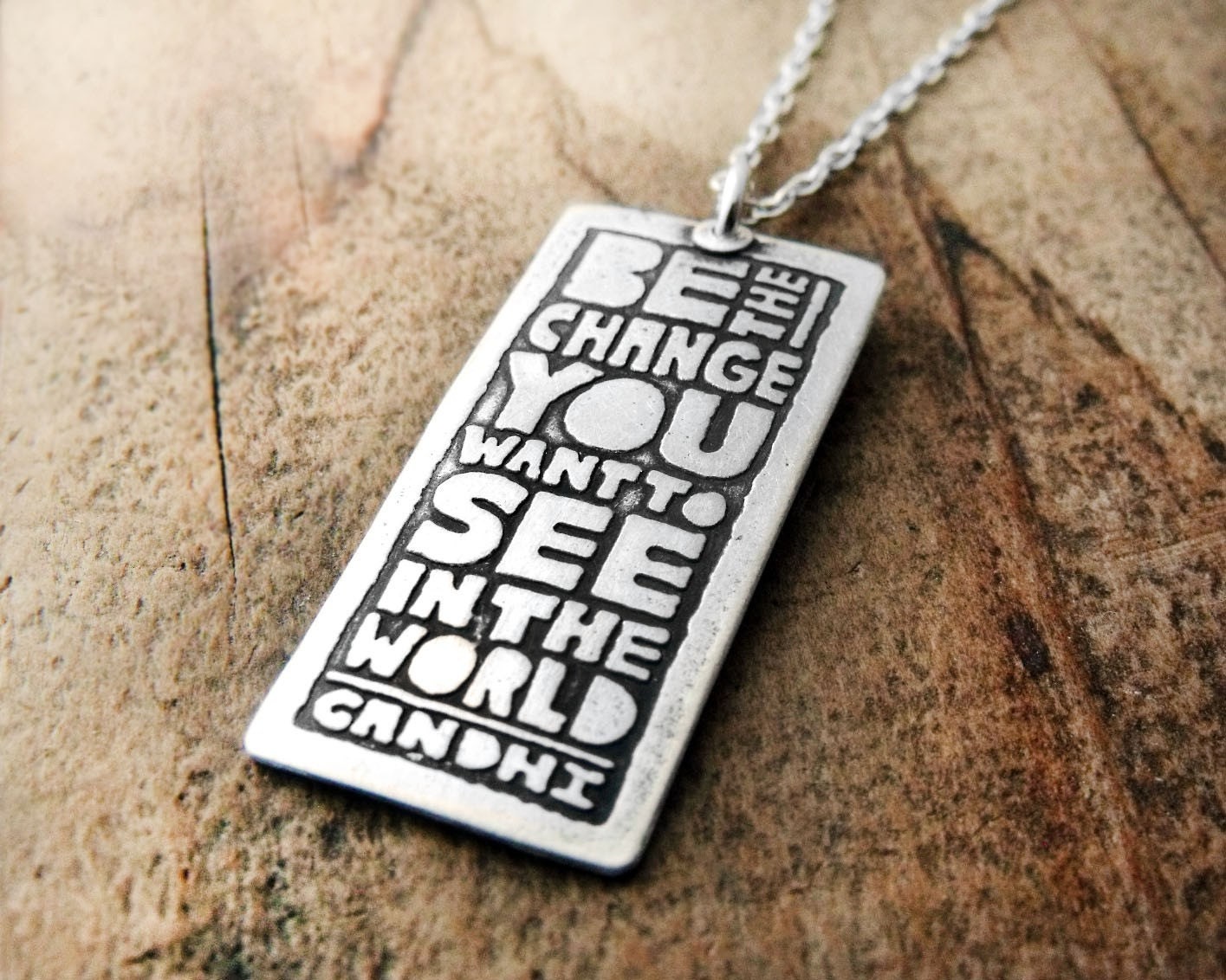 Gandhi Be the Change You want to see in the World Raw Art Letterpress typography poster