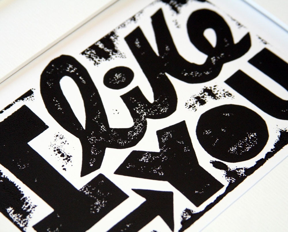 I Like You Typography Print Card Set Cubicle Decor, Friendship Art