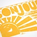 BONJOUR French Sunshine Wall Art, baby nursery art, good morning, kitchen art, Raw Art Letterpress, Typography Poster