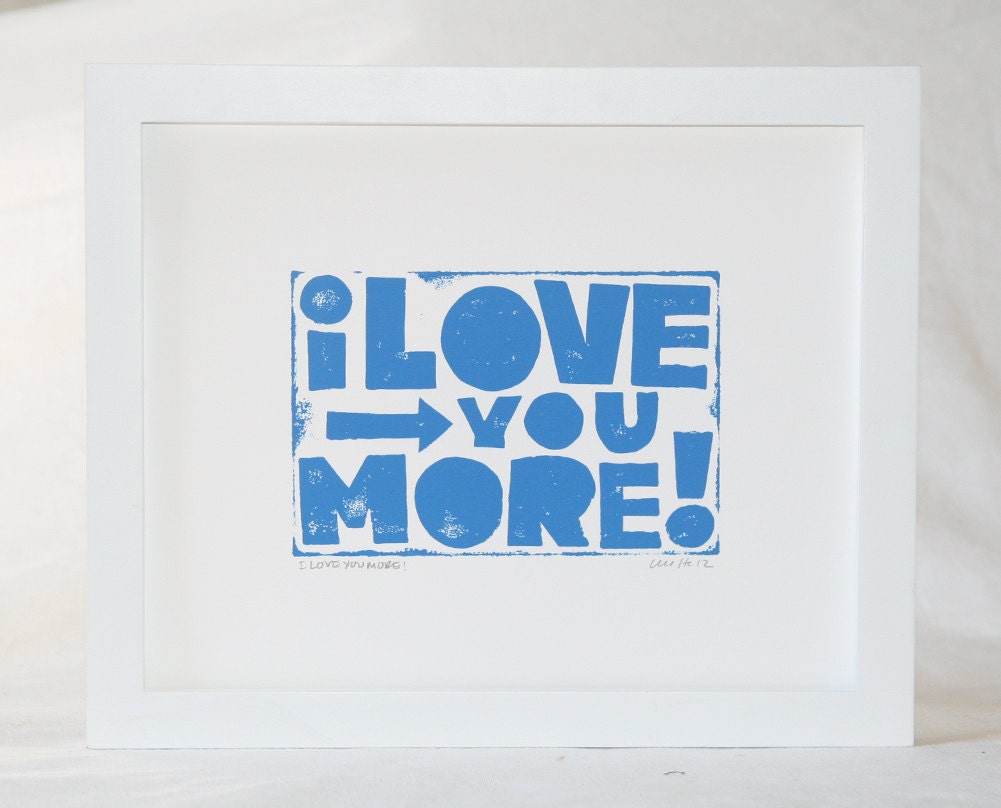 Baby Nusery Wall Decor I Love You More Quote Typography Poster Print Raw Art Letterpress The Beatles I love you More