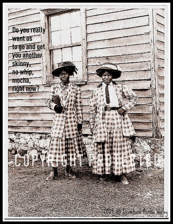 Coffee Run Question, Blank Note Card, 4"x6"-- African American Women Working Series, No Time for the Blues(TM)