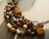 Autumn colours necklace, copper and tons of minerals, OOAK jewelry