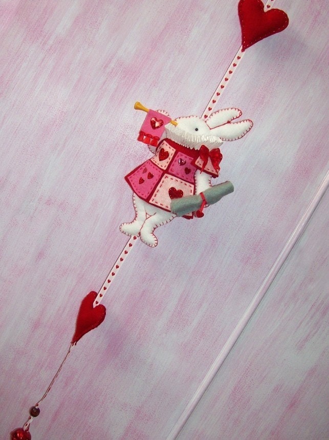 Nursery Mobile - White Rabbit in court - pink