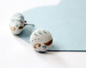 Buy 3 get 4th free - brown 'n' light blue button earrings