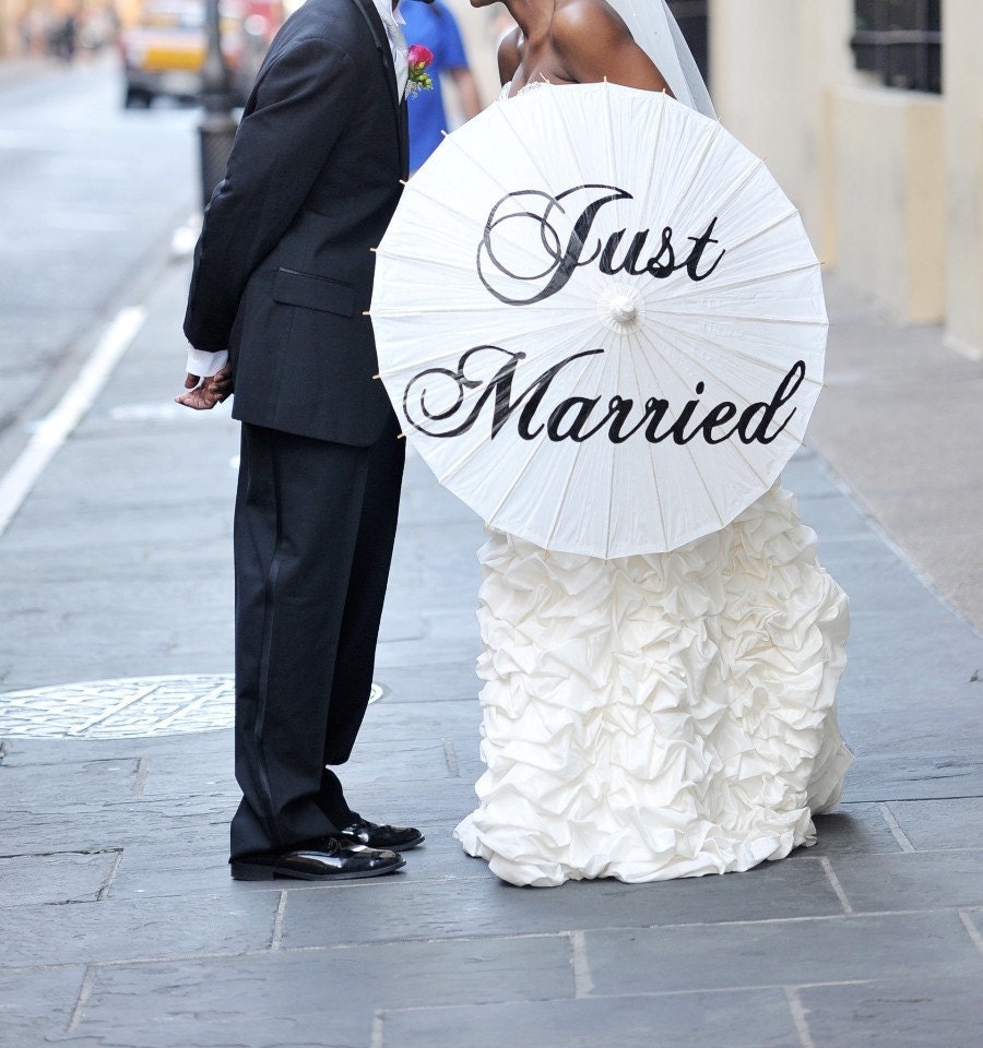 Wedding Personalized Custom Just Married Parasol Umbrella