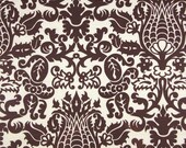 Damask Curtain Panels Chocolate Brown and White Damask Drapery Window Treatments Set SALE