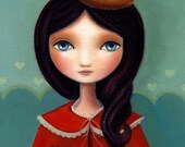 Girl and fox - Rose 13x19 LARGE print on Somerset Velvet - fennec fox art by Marisol Spoon