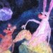 Colorful Sparkly Felted Girl & Unicorn in the Forest of Forever Rug