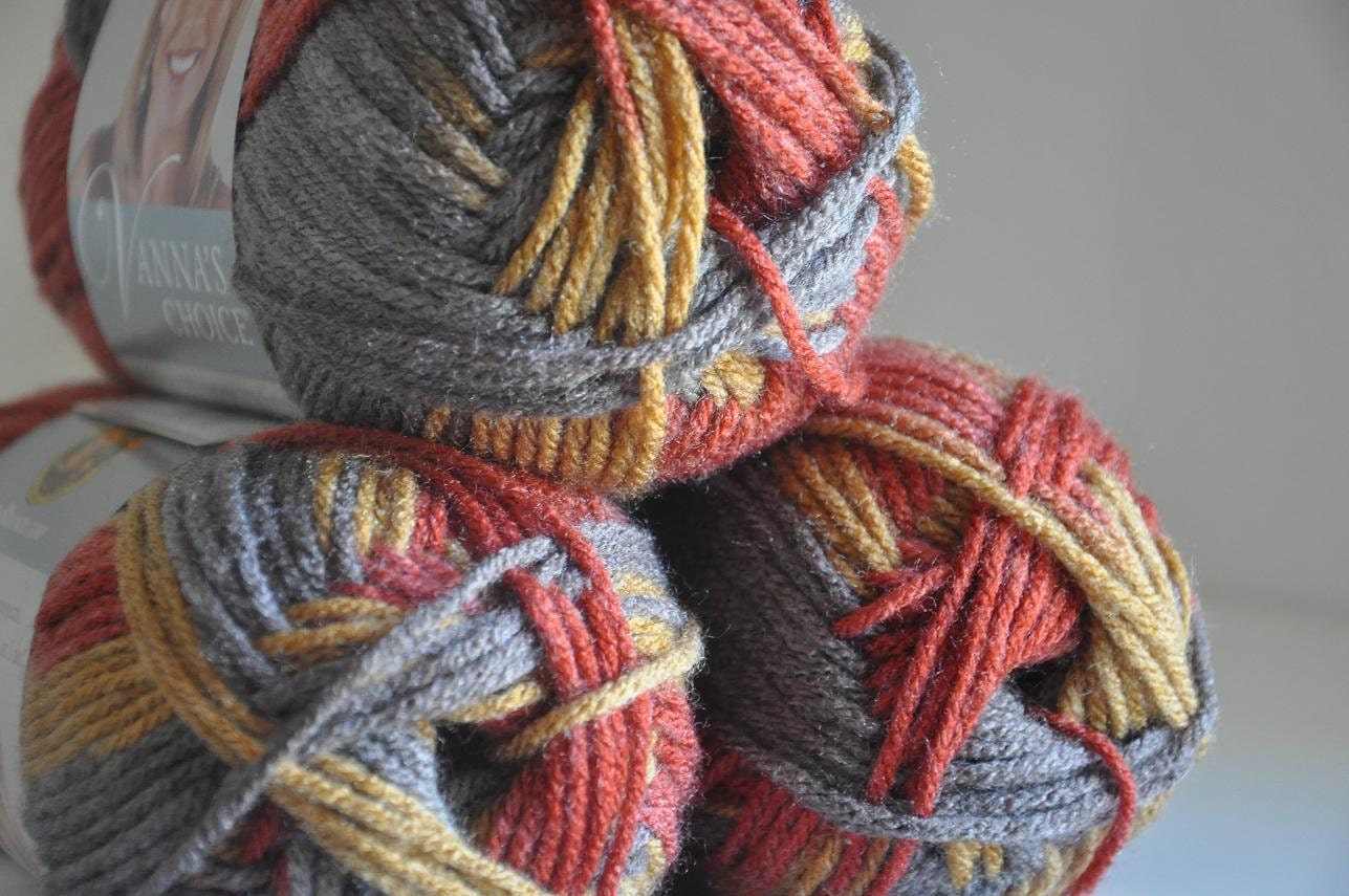 Vannas Choice Yarn Autumn Stripes Lion Brand Yarn by AandBDestash