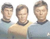 Kirk, Spock and McCoy Star Trek Counted Cross Stitch Pattern PDF