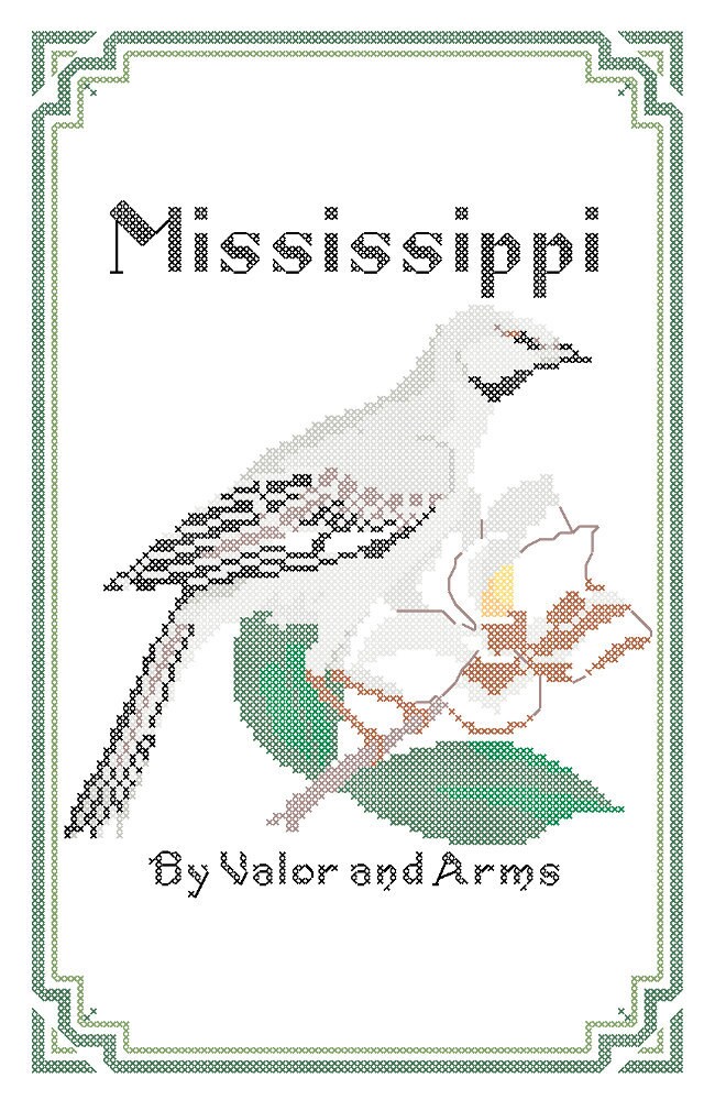 Mississippi State Bird Flower and Motto Cross by robinsdesign