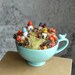 Tiny Fairy Houses and Village, Waldorf Fairy Garden in a Cup, Needle Felted