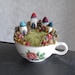 Tiny Fairy Houses and Village, Waldorf Fairy Garden in a Cup, Needle Felted