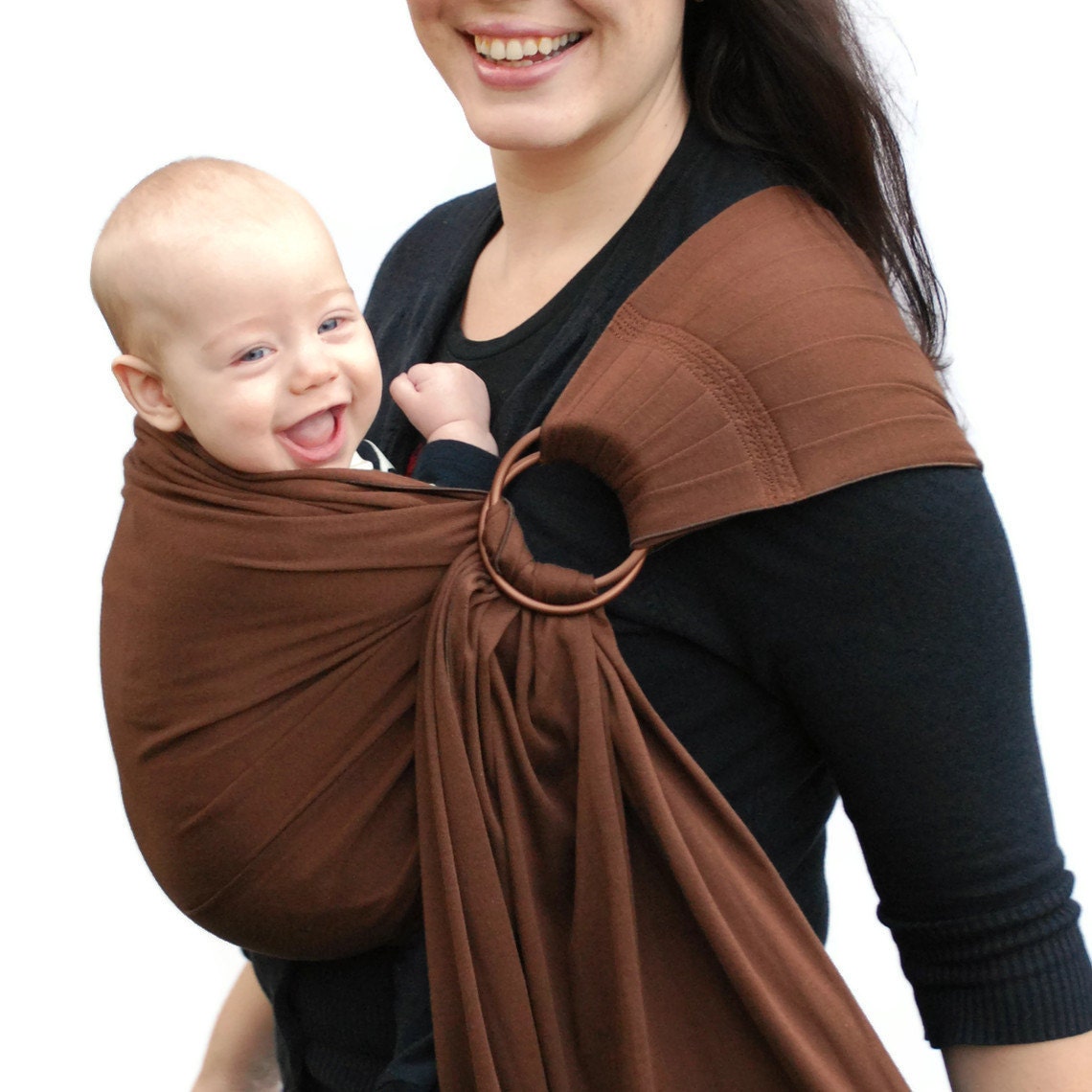 Newborn Baby Carrier Ring Sling BabySoft stretch in Chocolate Brown- Many Colors/Styles in my Shop - Made to order
