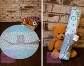 Owl Perched Playmat - printed on custom fabric, choose your colors