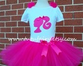 Pink Barbie Tutu Set. includes 5 Pieces. 6" Hair bow. Size Newborn - 5t