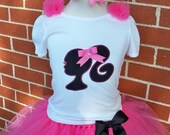 Black & Pink Barbie Tutu Set. includes 5 Pieces. Size Newborn-5t