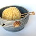Yarn keeper / bowl with flowers in speckled blue