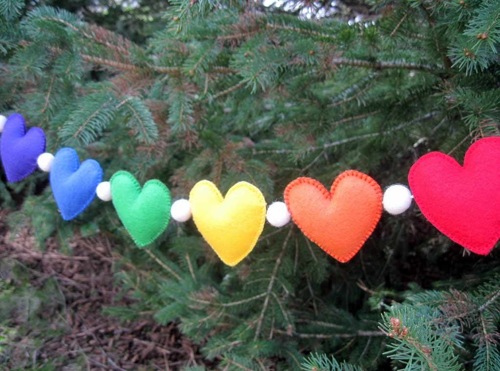 Felt Rainbow Heart Garland