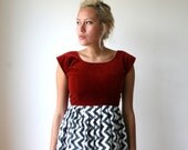 Twin Peaks Black Lodge Red Velvet Chevron Dress Sz XS S M L