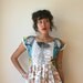 Tangerine Floral Limerick Mini Dress With Grey Bow Sz M Rusty Cuts