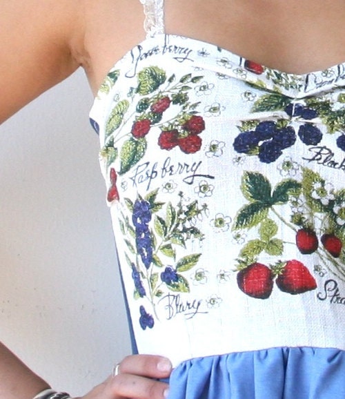 RESERVED Berry Print Mini Dress Sz S Rusty Cuts