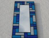 5.5" x 12" Metalic Silver, Blue and Turquoise Mosaic Mirror