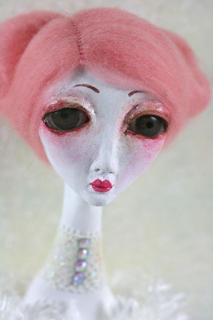 Art Doll Bust PINK SWAN home decor