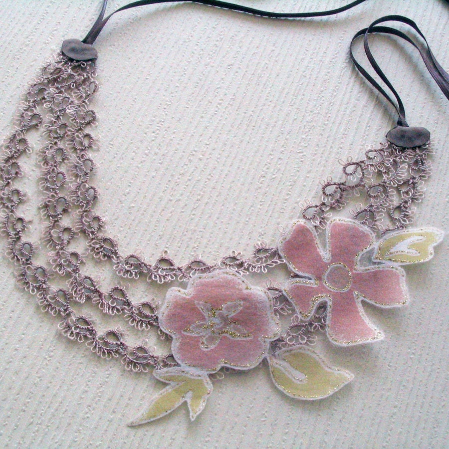 Tatting Lace Necklace: Versatile Usage as Weddings Hair Fascinator Accessory. Handmade. OOAK