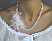 Bridal Pearl Necklace: Stylish Pearl Bead Choker, Bridesmaids Gifts. Handmade