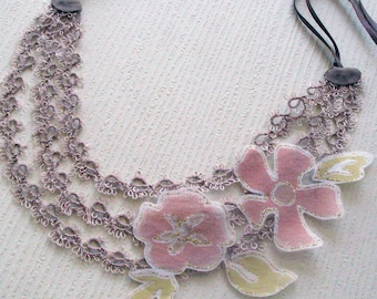 Tatting Lace Necklace: Versatile Usage as Weddings Hair Fascinator Accessory. Handmade. OOAK