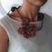 Auburn Flower Smart Necklace Handmade Unique OOAK Camel Fiber Thread Chained Light Brown