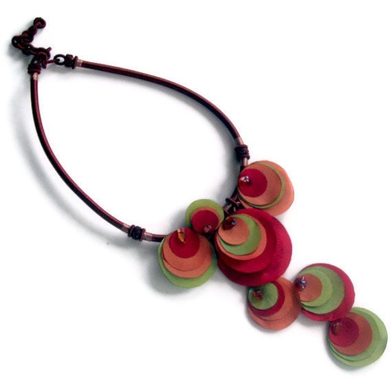 Fabric flower necklace, multicolored poppy, nature Inspired, handmade, ooak