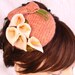 RESERVED FOR Silje: Peach Cocktail Hat Hair Fascinator with Calla Lilly Flowers. Handmade and Unique Item