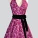 Sexy Womens Hostess Apron . Classy Halter Apron Beautiful Wine and Roses Trimmed in Black