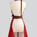 Cute Kitsch Retro Apron , Full Kitchen Womens Apron in Valori Wells Rose Floral Diamond in Shades of Red and Mocha