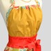 Cute Kitsch Apron / Retro to the Max in Colors of Mango Orange Soft Aqua and Gold Houndstooth a Knockout Retro Apron to Pin