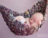 Custom handspun handknit newborn photo prop hammock