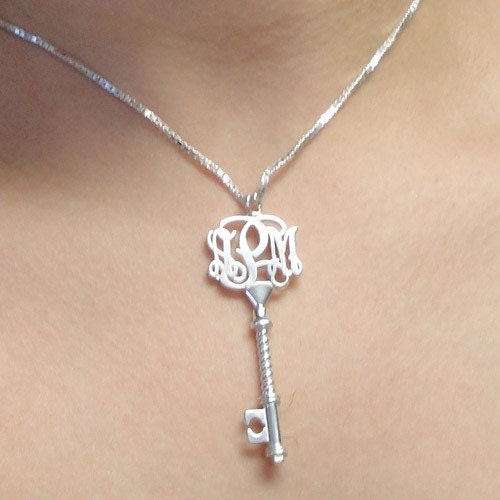 Monogram Key Pendant in Sterling Silver