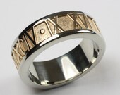 Personalized Roman Numeral Ring in Two Tone 14k Gold - Wedding or Anniversary Ring