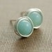 Sky Blue Post Earrings, Amazonite Wrapped in Sterling Silver, Handmade Gemstone Earrings, March Birthday, aubepine