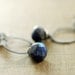 Sterling Silver Earrings, Spectrolite Labradorite Navy Blue Gemstone, Handmade, Midnight