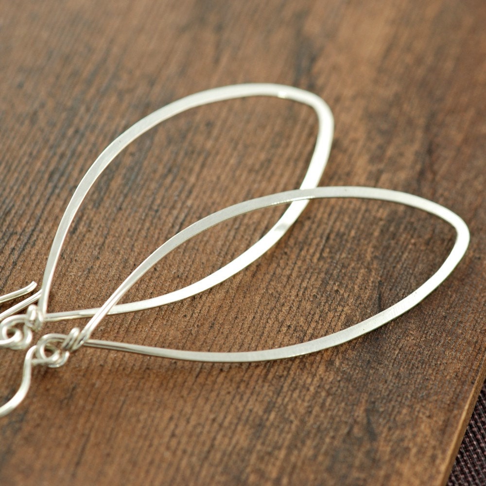 Sterling Silver Leaf Earrings, Handmade Metal Earrings, aubepine