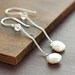 Dangly Pearl Earrings Sterling Silver Topaz Handmade, June Birthstone Earrings, aubepine